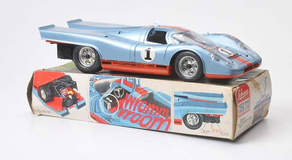 Schuco: Schuco, Porsche 917 Electro, W.-Germany, plastic, battery drive defective, original box condition 3, condition 2 Beschreibung: Schuco, Porsche 917 Elektro, 27 cm, W.-Germany, Kunststoff, Elektroantrie