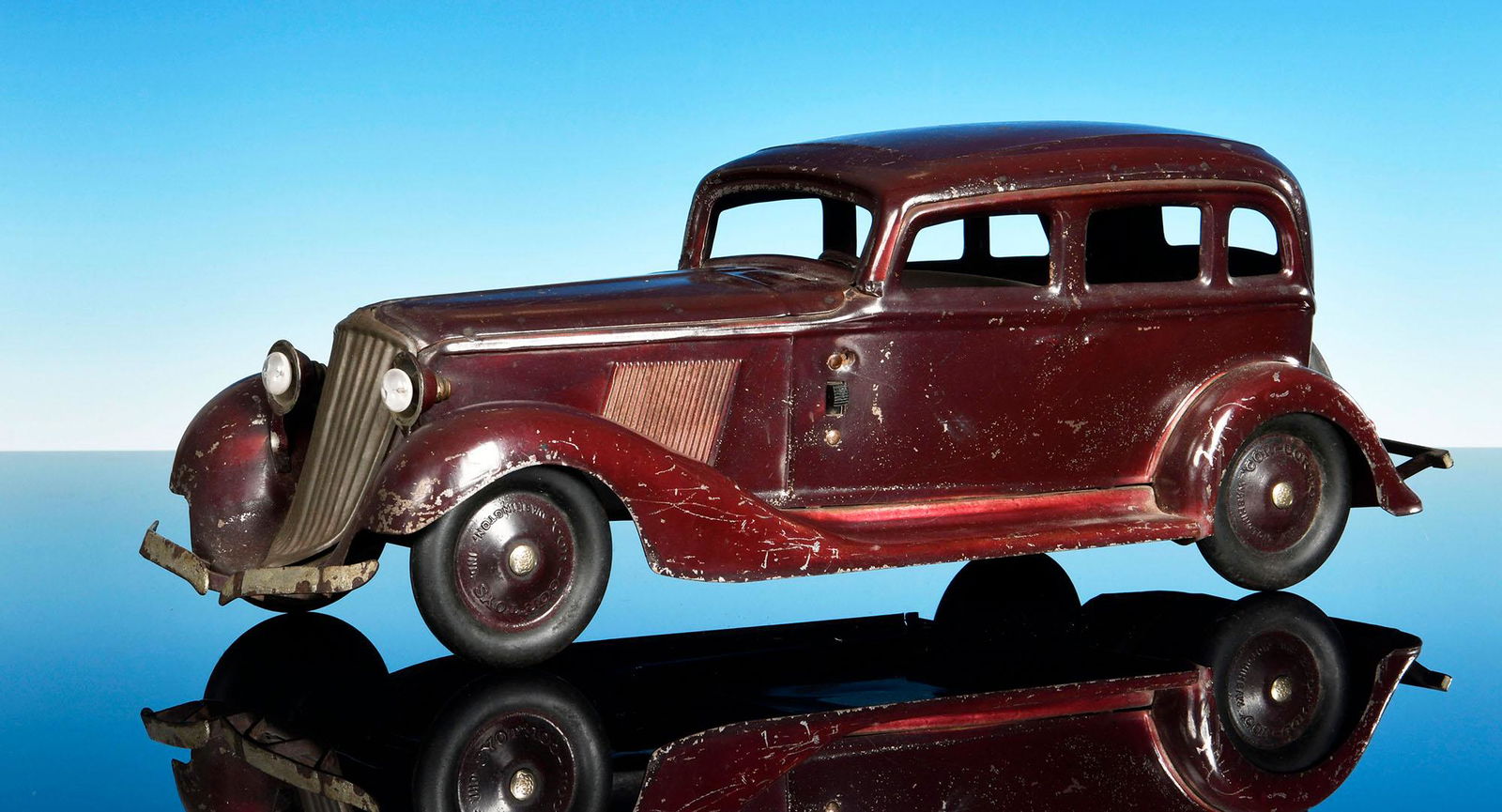 Cor-Cor, Graham Paige: Cor-Cor, Graham Paige, 50 cm, Blech, Lackmangel, USA, um 1930, alles original, mit Beleuchtung