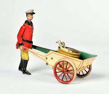 Greppert & Kelch, Bauer mit zwei Gansen: Greppert & Kelch, Bauer mit zwei Gansen, Germany VK, 18 cm, Blech, UW ok, min. LM, Provenienz Sammlung Schulte- Kellinghaus "Die anderen Brandenburger" S. 161, Z 1-2