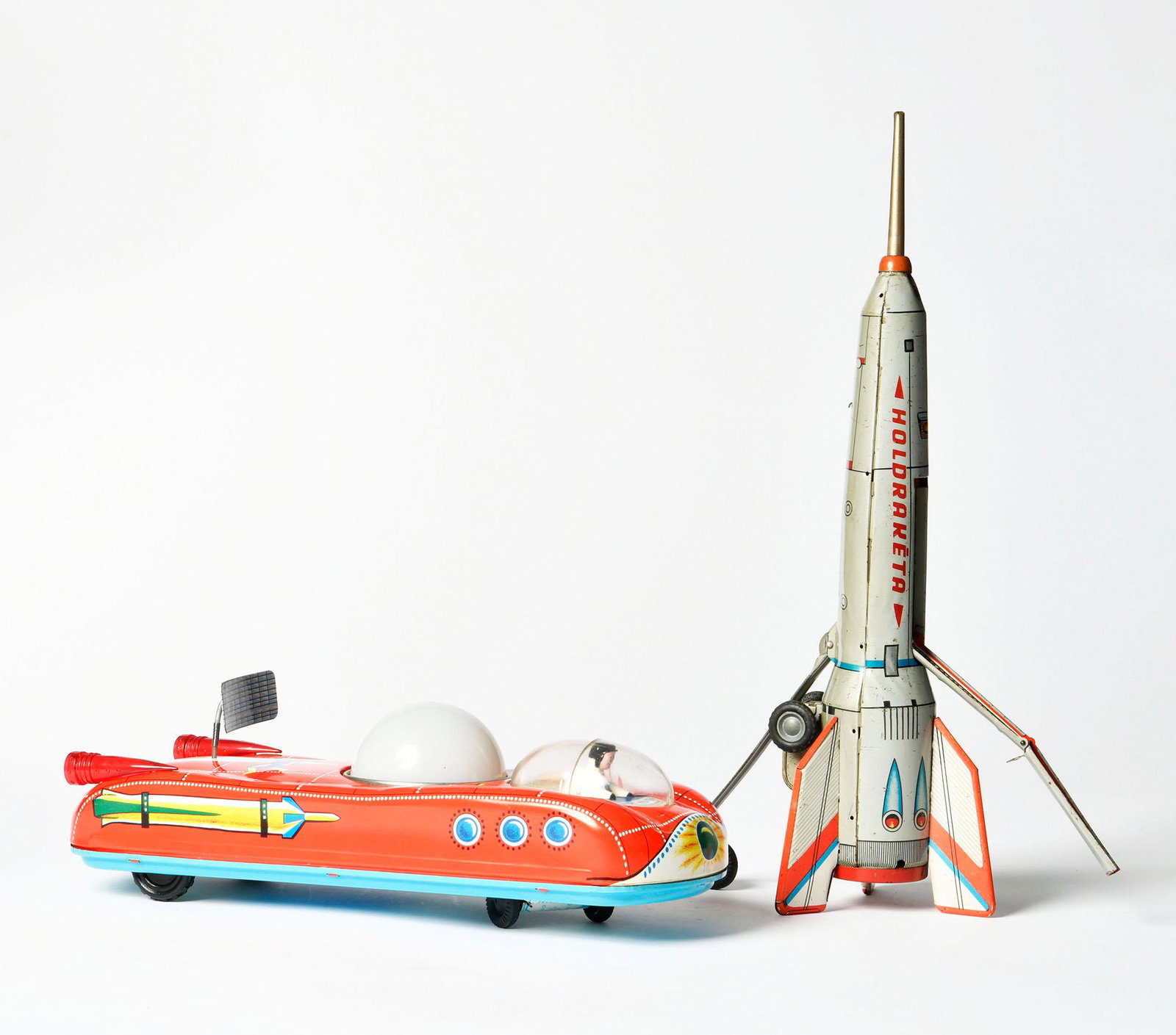 Space Fahrzeug Interkozmosz + Rakete Holdraketa: Space Fahrzeug Interkozmosz + Rakete Holdraketa, Hungary, 35-40 cm, Blech, LM, Z 1-2