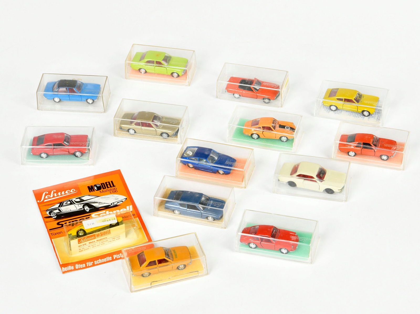 Schuco, 14 Fahrzeuge: Schuco, 14 Fahrzeuge, W.-Germany, 1:66, Druckguss, Okt, Z 1