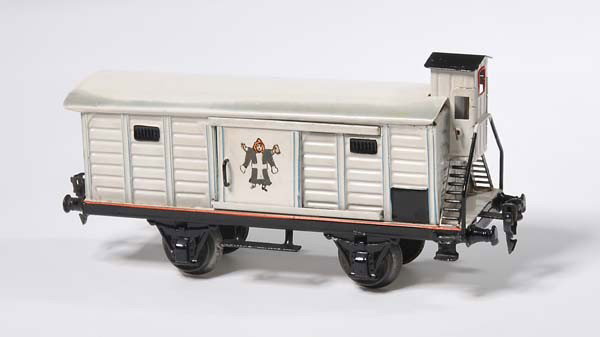 Märklin: English: Maerklin, Beer Wagon "Muenchner Kindl", gauge 1, Germany prewar, minimal damage to paint, good condition Deutsch: Märklin, Bierwagen "Münchner Kindl", Spur 1, Germany VK, min. Lackmängel, 