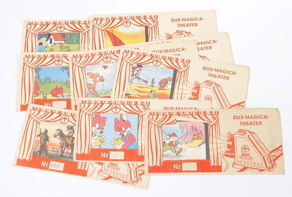 Dux: English: Dux, 9 " Filme" for Episcop, W.-Germany, 2x "Fix und Foxi", condition 1- Deutsch: Dux, 9 "Filme" für Episcop, W.-Germany, dabei 2x Fix und Foxi, Z 1-, (3343)