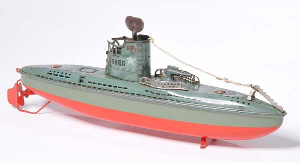 Arnold: English: Arnold, Submarine, US Zone Germany, little sheet missing, otherwise very good condition Deutsch: Arnold, U-Boot, US Zone Germany, 32 cm, kleines Blech fehlt, sonst sehr guter Zustand, (2449)