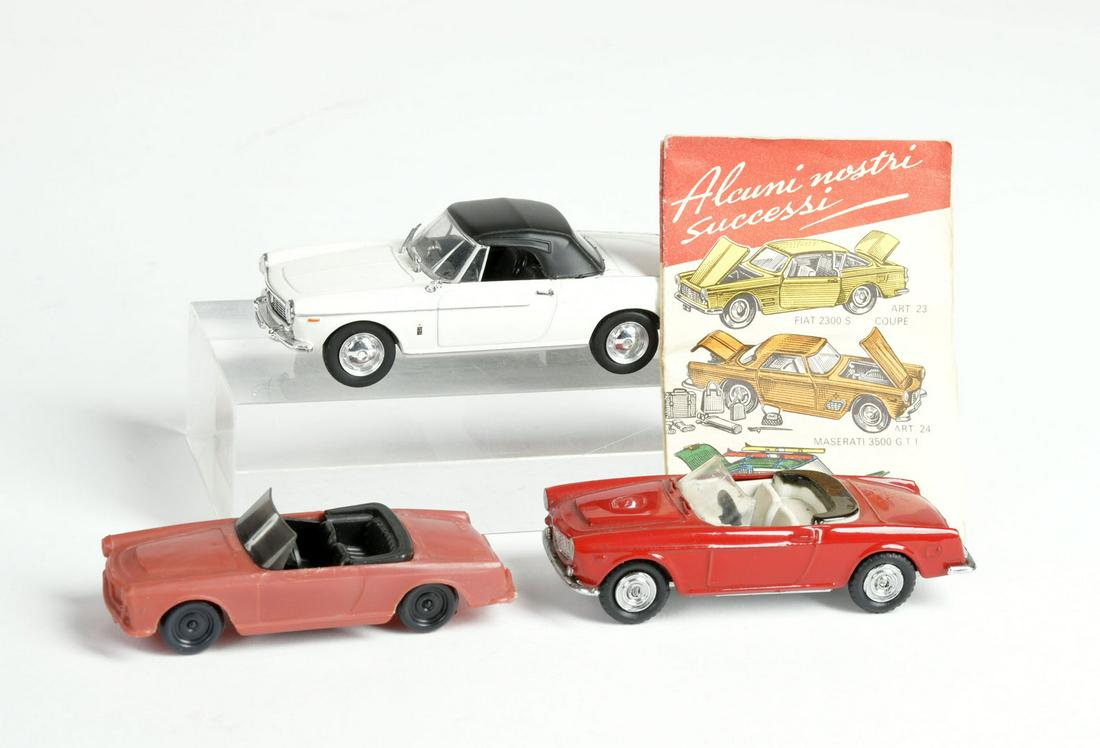 Mercury, Norev u.a., 3 x Fiat 1500 + 1 Mercury Prospekt: Mercury, Norev u.a., 3 x Fiat 1500 + 1 Mercury Prospekt, 1:43, Kst., Druckguss, meist sehr gut