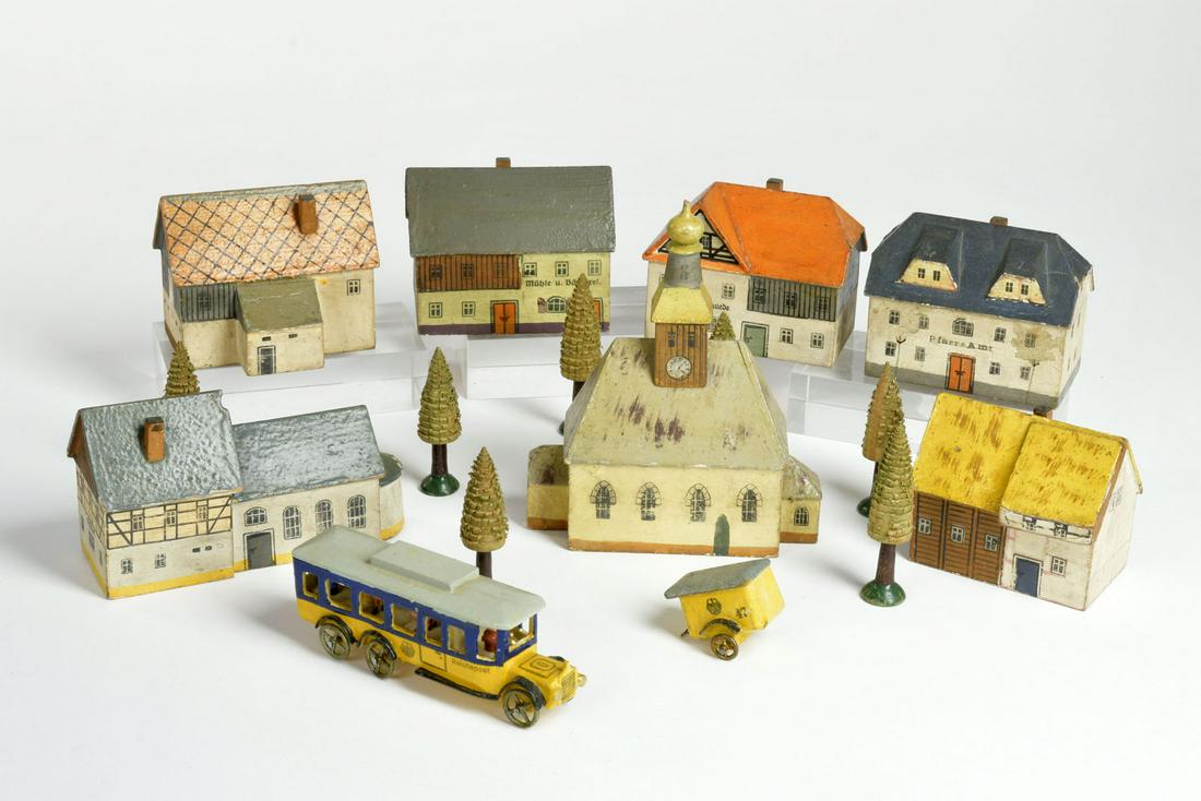 Erzgebirge, Konvolut Miniaturen: Erzgebirge, Konvolut Miniaturen, Stadt, Bus usw., Germany VK, Holz, Z 1-2