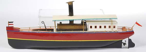 Bing: English: Bing, Steamboat Nr. 15543, Germany prewar, tin, 1912, repainted Deutsch: Bing, Dampfboot Nr. 15543, Germany VK 50 cm, Blech, 1912, neulackiert, (3305)