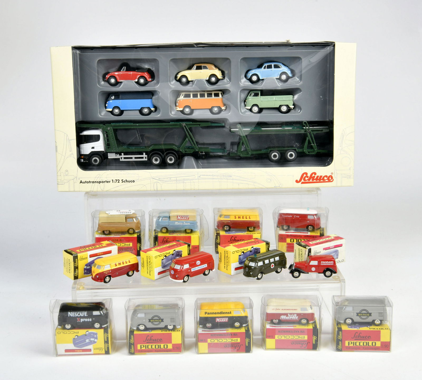Schuco Piccolo, 13x VW Bus + Autotransporter (1 of 1)