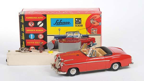 Schuco: English: Schuco, Control Car Electro, W.-Germany, tin, battery drive ok, original box condition 1, complete with instruction/radio control etc., condition 1 Deutsch: Schuco, Control Car Elektro, 25 cm
