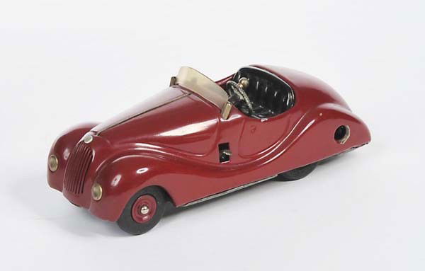 Schuco: English: Schuco, Examico 4001, Germany prewar, tin, windup defective, severe paint damage on bottom, including key, condition 2 Deutsch: Schuco, Examico 4001, 14 cm, Germany VK, Blech, Uhrwerk defekt,