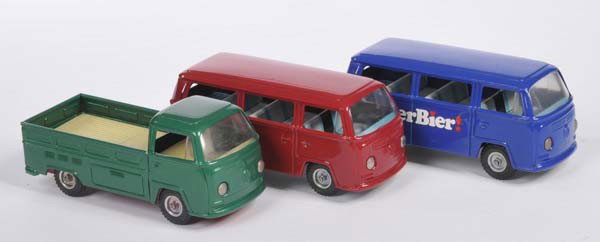 Kellermann: English: Kellermann, 3x VW Bus, W.-Germany, tin, 2x friction ok, condition 1/2+ Deutsch: Kellermann, 3x VW Bus, 12 cm, W.-Germany, Blech, 2x Friktion, Z 1/Z 2+, (3509)