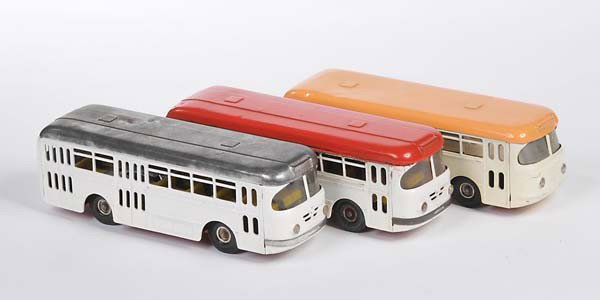 Kellermann: English: Kellermann, 3 Buses, W.-Germany, tin, friction ok, paint damage, 1x condition 2, 1x condition 3-4 Deutsch: Kellermann, 3 Busse, 19 cm, W.-Germany, Blech, Friktion ok, Lackmängel, 1x Z 2, 1x 
