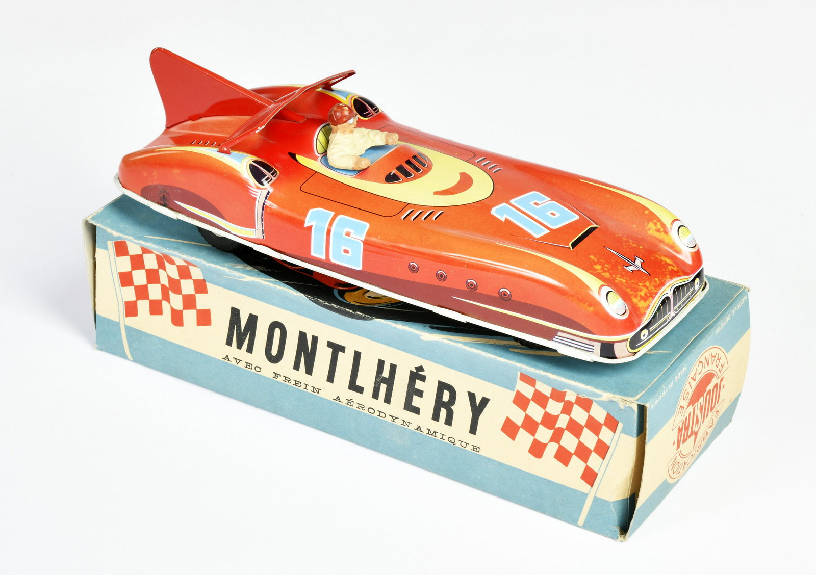 Joustra, Rennwagen: Joustra, Rennwagen, France, 28 cm, Blech, Friktion ok, Okt Z 1-, Z 1-