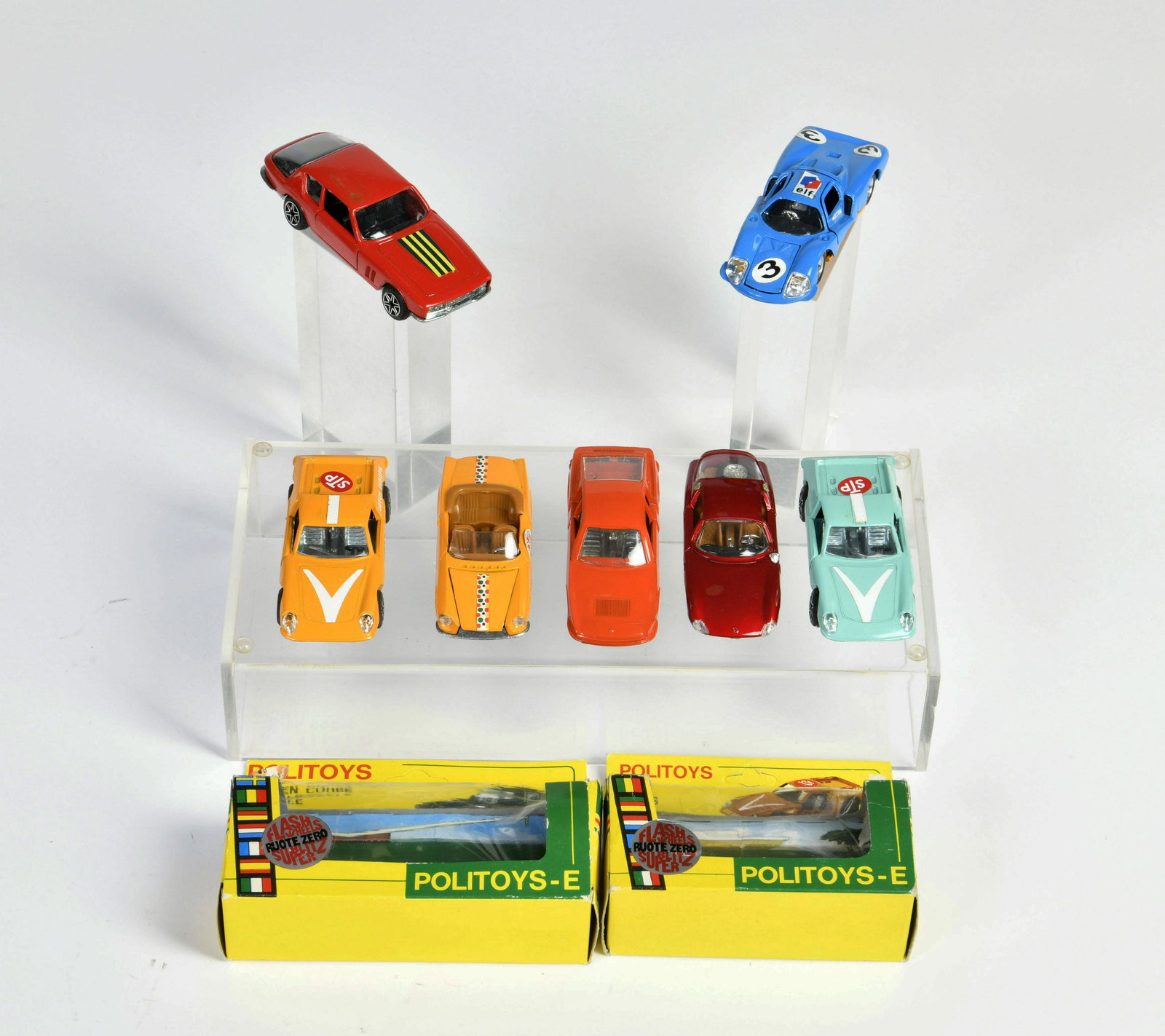 Politoys, 7 Fahrzeuge: Politoys, 7 Fahrzeuge, Italy, 1:43, Druckguss, teilw. LM, meist Z 1-2