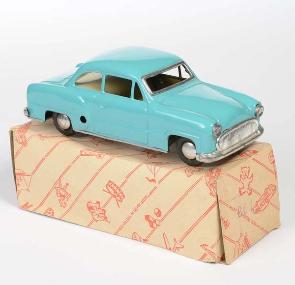 Guenthermann: English: Guenthermann, Opel Rekord, W.-Germany, tin, windup ok, original box condition 1-, condition 1- Deutsch: Günthermann, Opel Rekord, 19 cm, W.-Germany, Blech, Uhrwerk ok, Okt Z 1-, Z 1-, (2807)
