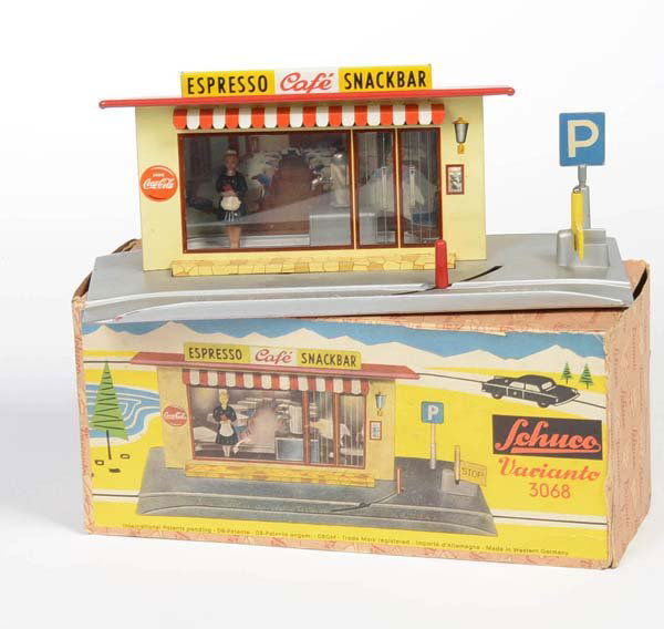 Schuco: English: Schuco, Varianto "Snackbar", W.-Germany, mixed material, original box condition 1-, condition 1 Deutsch: Schuco, Varianto "Snackbar", 20 cm, W.-Germany, Gemischtbauweise, Okt Z 1-, Z 1, (710)