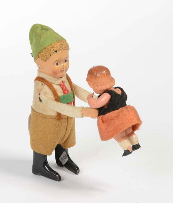 Schuco: English: Schuco, Dancing Figure "Bavarian and Dancer"", Germany, clothes slightly dirty, condition 2+ Deutsch: Schuco, Tanzfigur "Bayer mit Tänzerin", 12 cm, Germany, Kleidung etwas schmutzig, Z 2+,