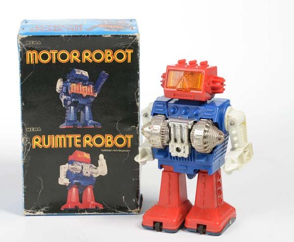 Horikawa: English: Horikawa, Ruinte Robot, Japan, plastic, functions ok, original box condition 2+, dutch package, condition 1 Deutsch: Horikawa, Ruinte Robot, 22 cm, Japan, Kunststoff, Funktionen ok, Okt Z 2+,
