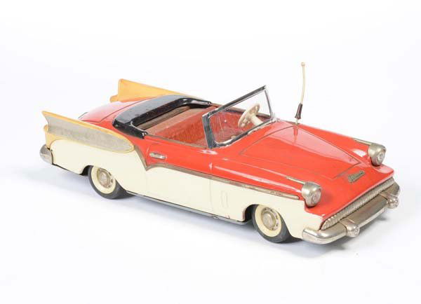 Schuco: English: Schuco, Electric Radio Car, W.-Germany, tin, functions + drive defect, paint damage + rusty, condition 4+ Deutsch: Schuco, Elektro-Radio-Auto, 27 cm, W.-Germany, Blech, Funktionen + Antrieb d