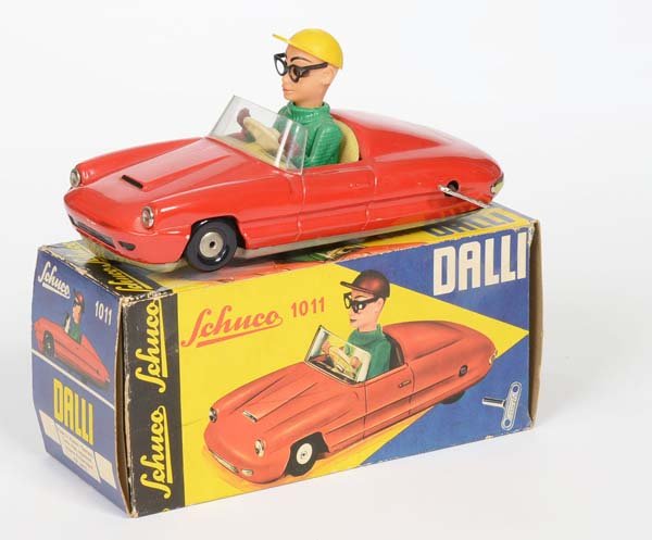 Schuco: English:Schuco, Dalli, W.-Germany, tin, windup ok, original box condition 1-2, condition 1 Deutsch:Schuco, Dalli, 16,5 cm, W.-Germany, Blech, Uhrwerk ok, Okt Z 1-2, Z 1, (3638)