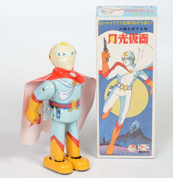 Bullmark: English:Bullmark, "Mirror Man", Japan, tin, windup ok, original box condition 1, condition 1 Deutsch:Bullmark, "Mirror Man", 24 cm, Japan, Blech, Uhrwerk ok, Okt Z 1, Z 1, (3641)