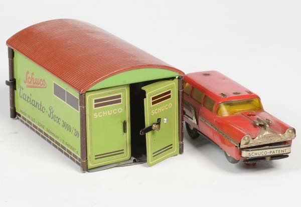 Schuco: English:Schuco, Varianto-Box 3010/30 + Varianto Electric, W.-Germany, tin, functions not checked, condition 2-3 Deutsch:Schuco, Varianto-Box 3010/30 + Varianto Elektro, 11-12 cm, W.-Germany, Blech, Fu