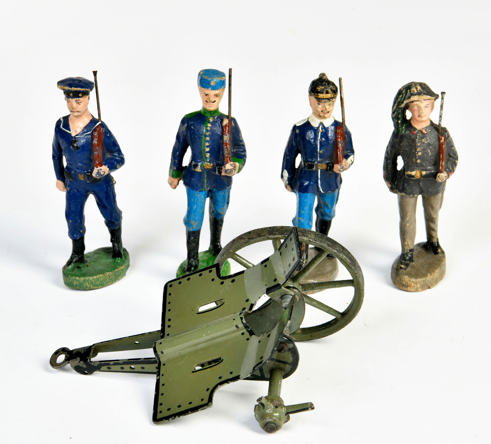 Elastolin, 4x 10cm Soldaten + Marklin Geschutz als Ersatzteil (1 of 1)