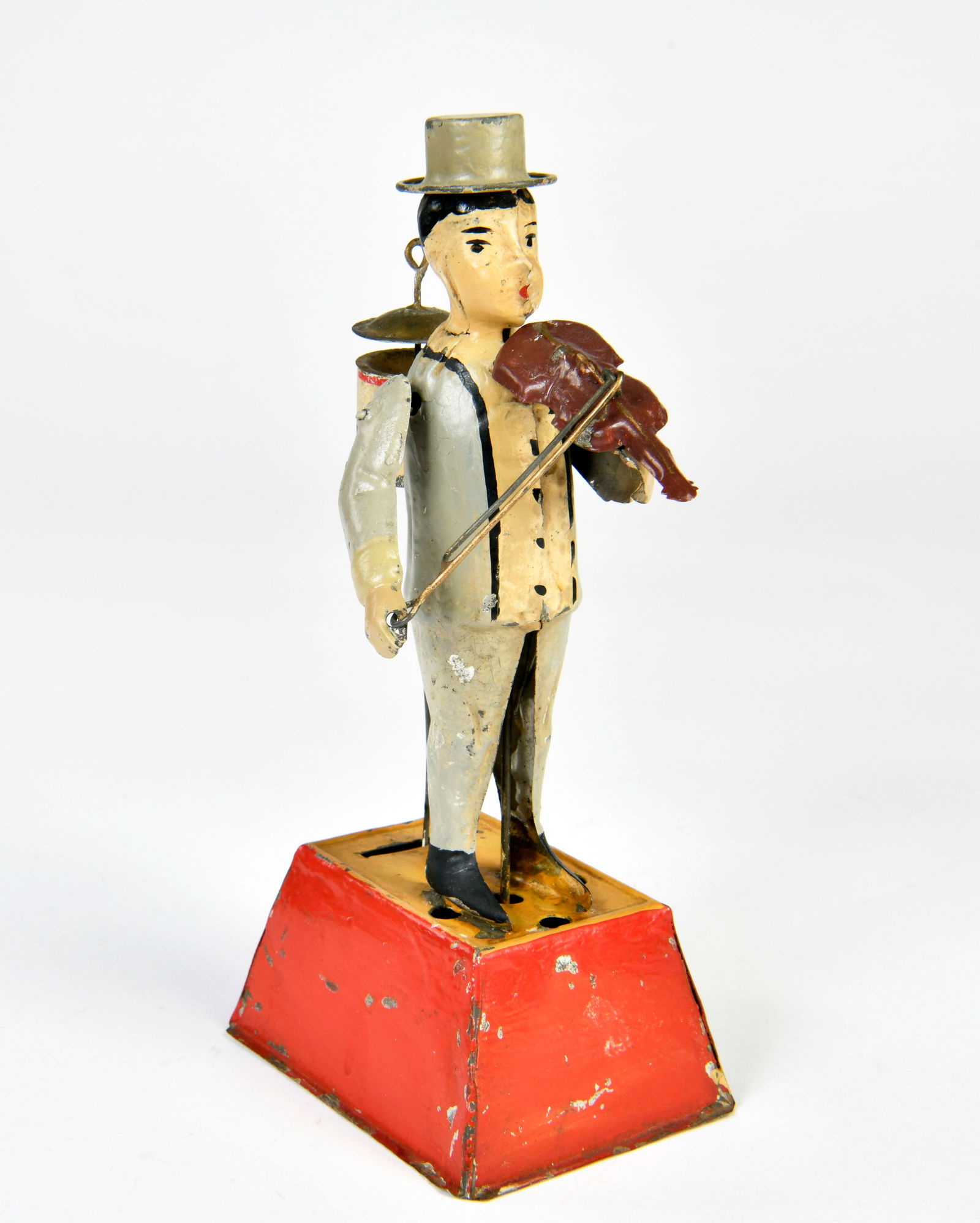 Gunthermann, Musiker mit Violine auf Plattform: Gunthermann, Musiker mit Violine auf Plattform, Germany VK, 22 cm, Blech, UW ok, farblich uberarbeitet