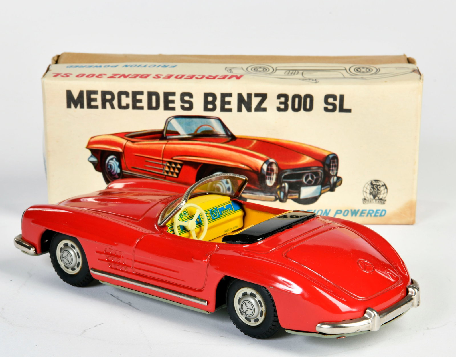SSS, Mercedes Benz 300 SL: SSS, Mercedes Benz 300 SL, Japan, 23 cm, tin, friction ok, box C 2, C 1-