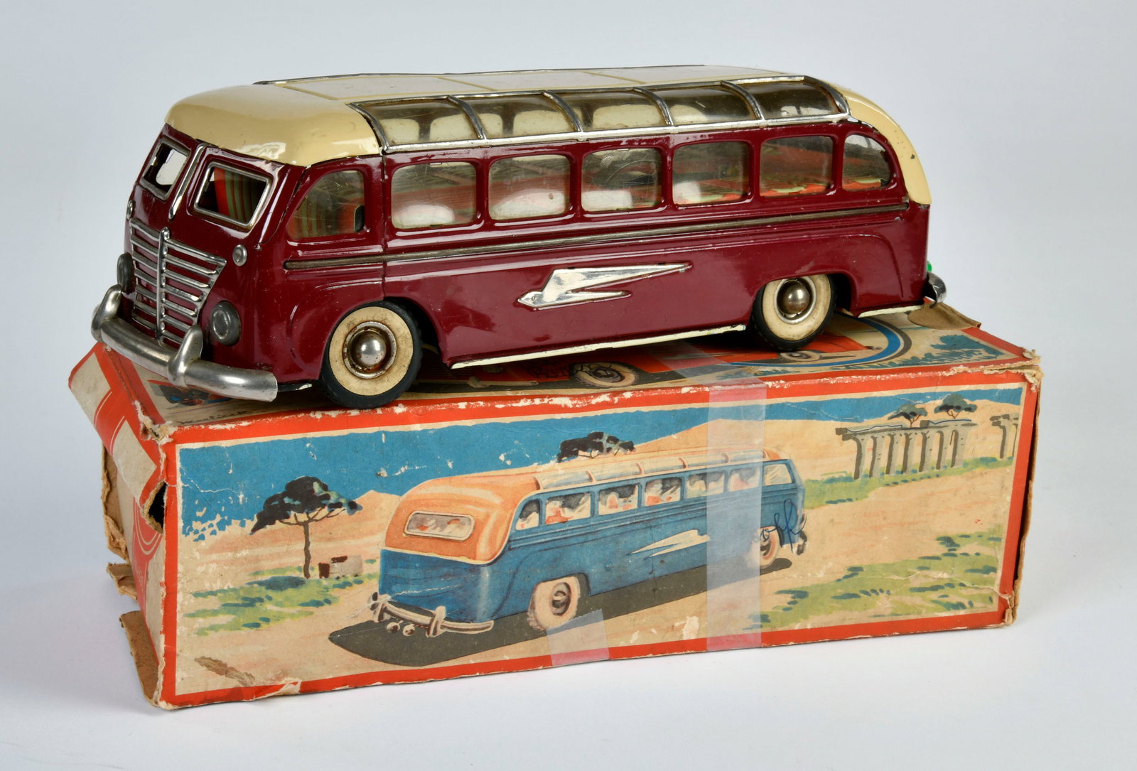 Gunthermann, Nibelungenbus: Gunthermann, Nibelungen bus, US Z. Germany, 28 cm, tin, cw ok, min. paint d., box C 3-, C 2
