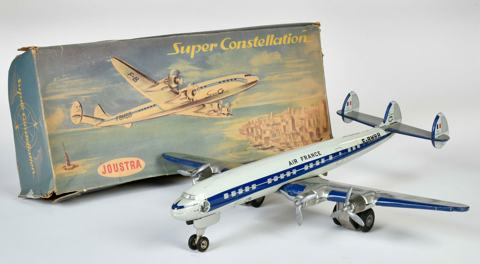 Joustra, Super Constellation: Joustra, Super Constellation, France, 48 cm, tin, friction ok, paint d., box C 3, C 2