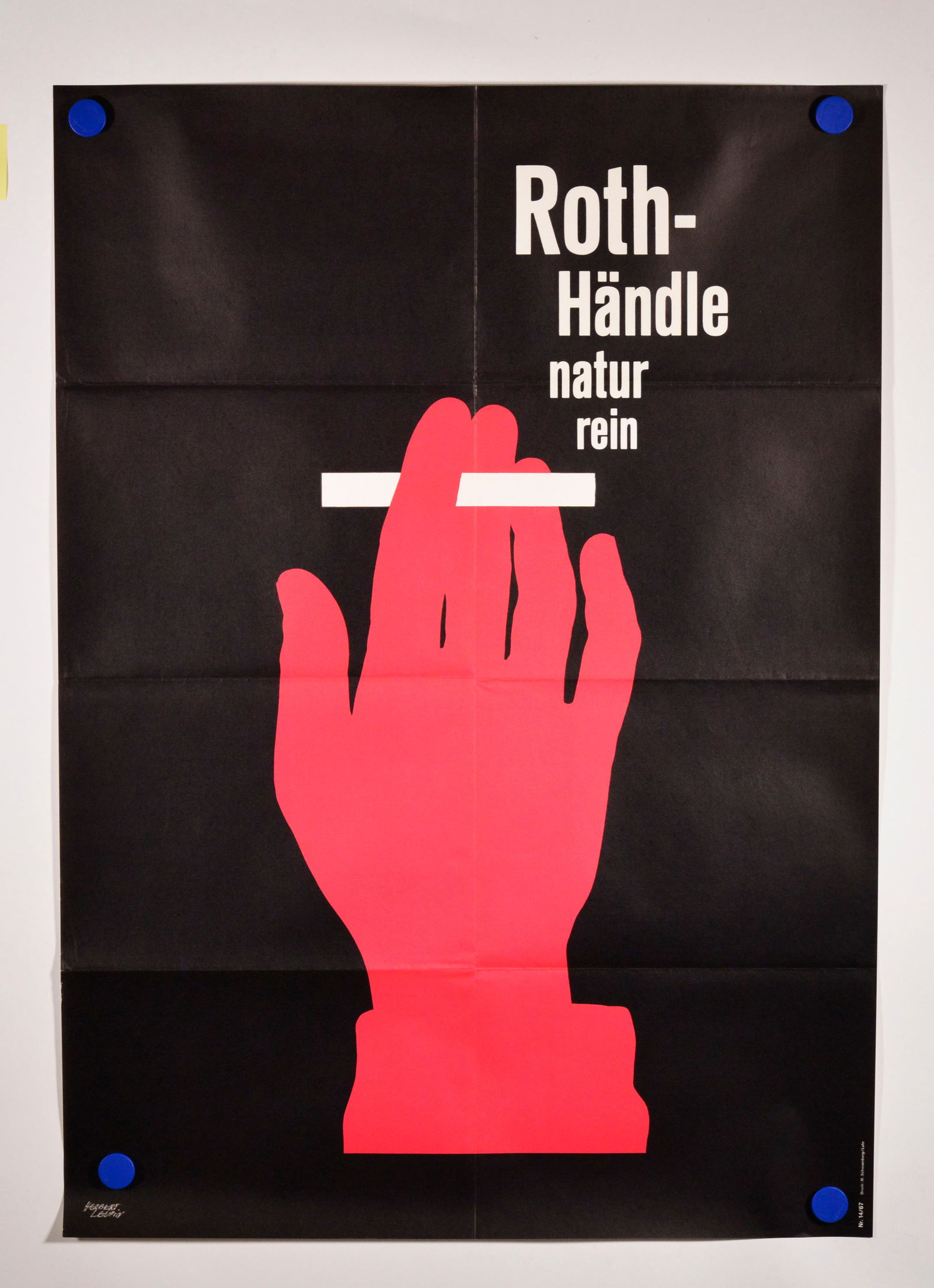 Plakat, Roth-Handle: Poster, Roth-Handle, design by Herbert Leupin, 1967, 84 x 119 cm, creases, C 1-
