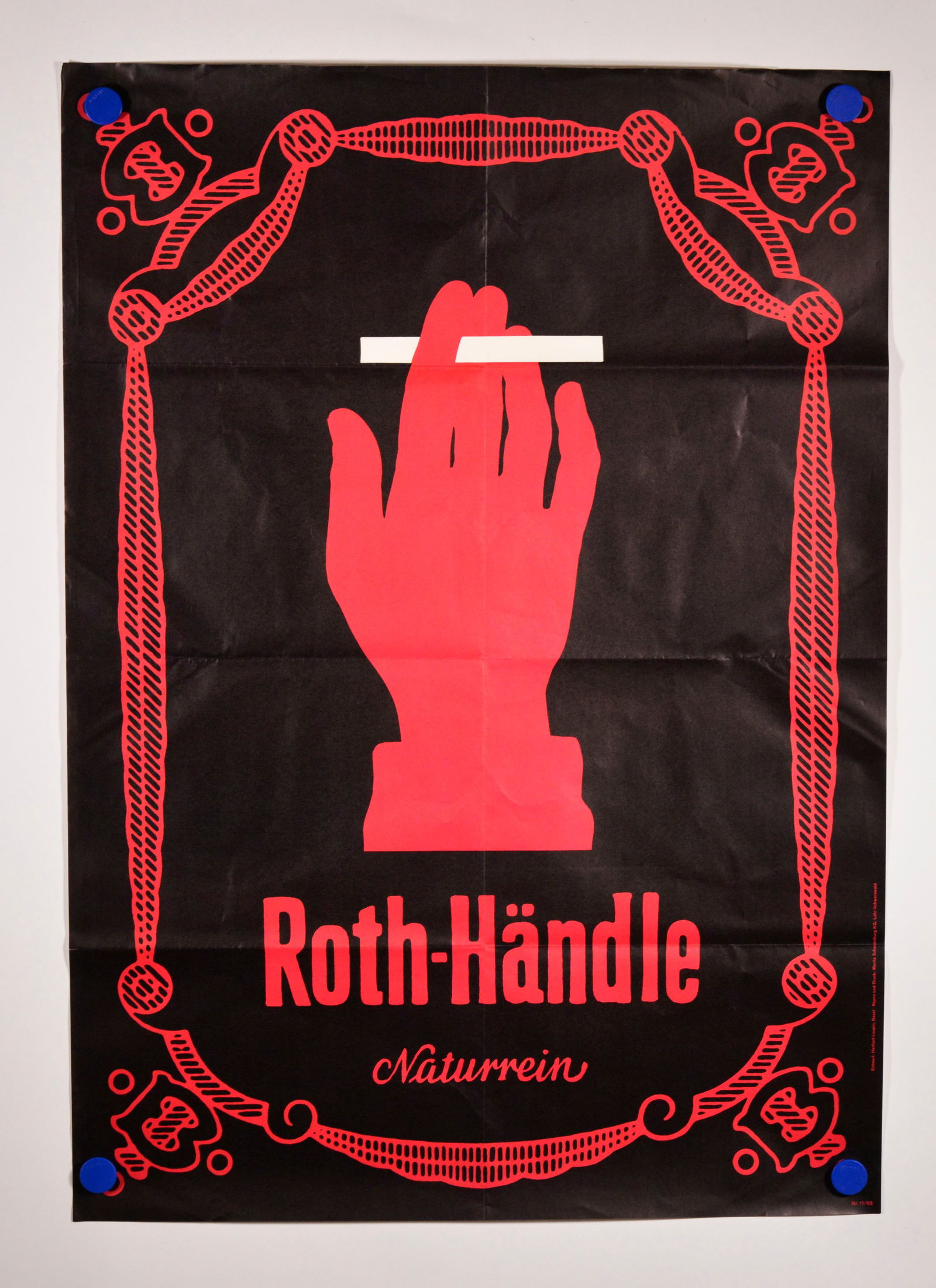 Plakat, Roth-Handle: Poster, Roth-Handle, designed by Herbert Leupin, 1968, 84 - 119 cm, creases, C 1-