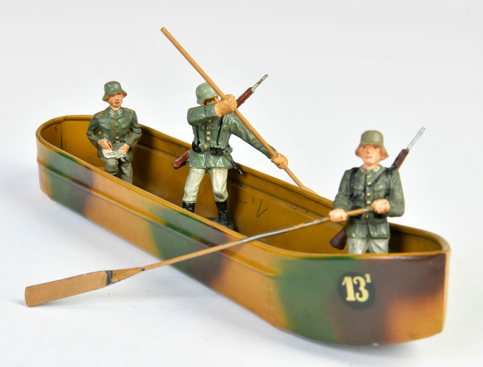 Elastolin, Lineol, Ponton Boot mit 3 Soldaten (1 of 1)