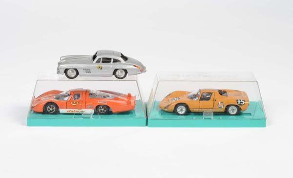 Maerklin: English:Maerklin, 3 Sports Cars, W.-Germany, original box condition 1-, partially different stickers, 2x condition 1-, 1x condition 3 Deutsch:Märklin, 3 Sportwagen, 1:43, W.-Germany, Okt Z 1-, teilwe