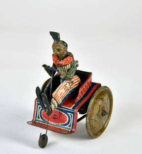 Greppert & Kelch, Dreirad Clown: Greppert & Kelch, Dreirad Clown, Germany VK, 12 cm, Blech, UW ok, LM, rust d., Z 3