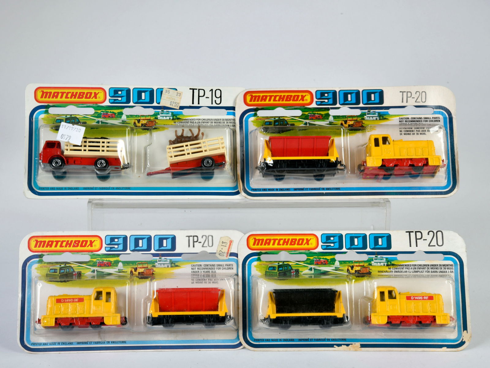 Matchbox, Blisterpackungen, Serie 900, TP-19 Cattle Truck + Trailer, 3x TP-20 Diesel Shunter, mit (1 of 1)