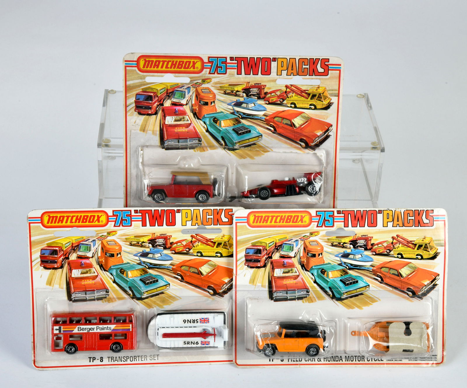 Matchbox, Blisterpackungen, Two Packs, TP-8, Transporter Set, TP-8, Field Car + Motor Cycle, TP-9, (1 of 1)