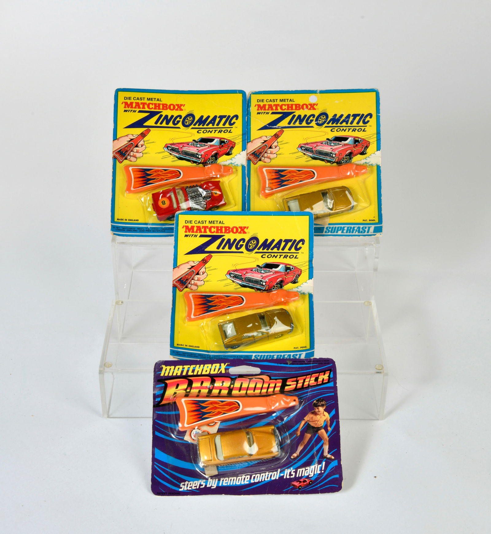 Matchbox, Zingomatic Control 1971, Z-4 Road Dragster, Z-5 Citroen SM, Mercedes 300SE (1 of 1)