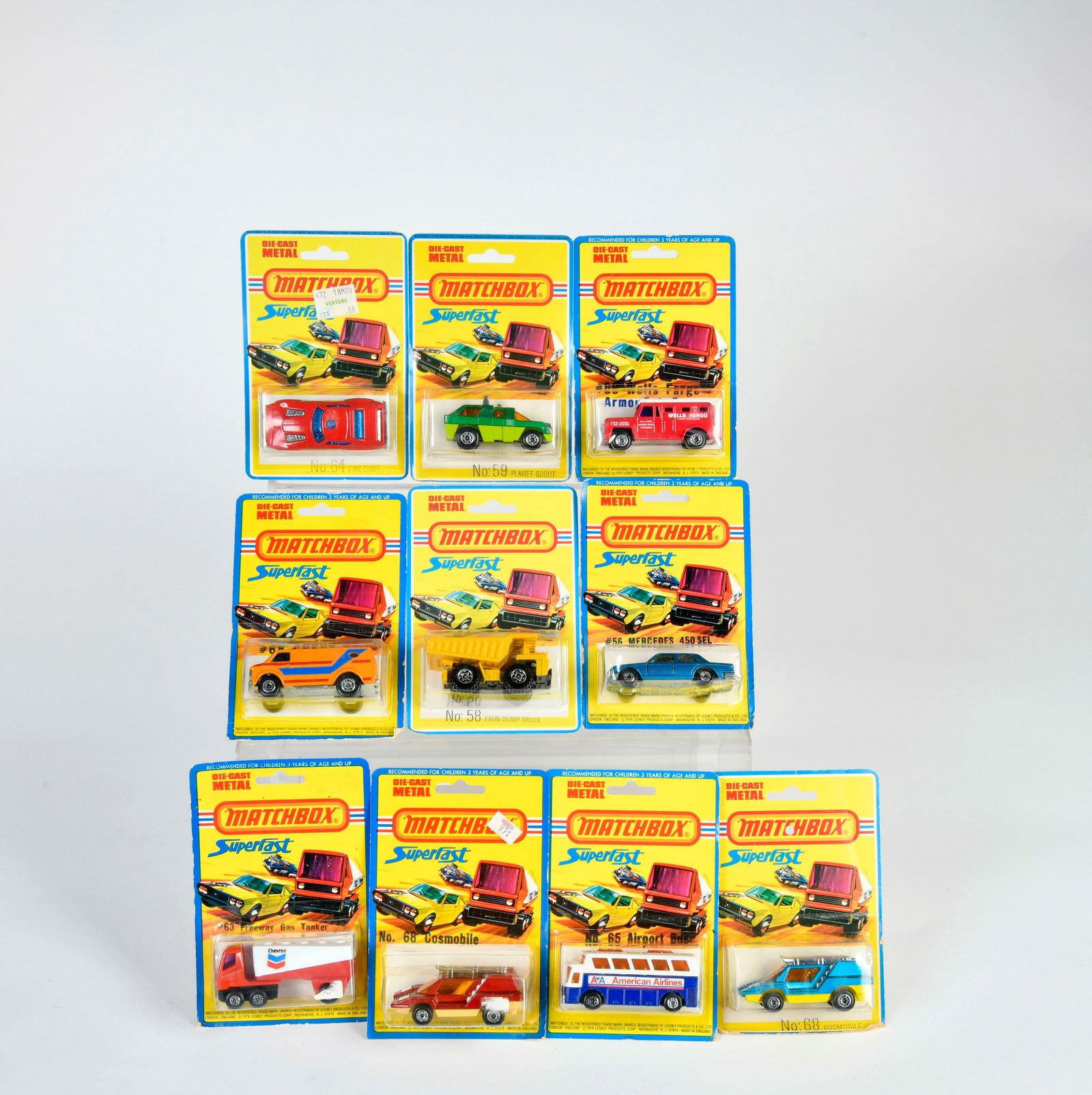 Matchbox, Blisterpackungen Superfast, Mercedes, Faun D., Planet S., Freeway T., Fire C., Airport C., (1 of 1)