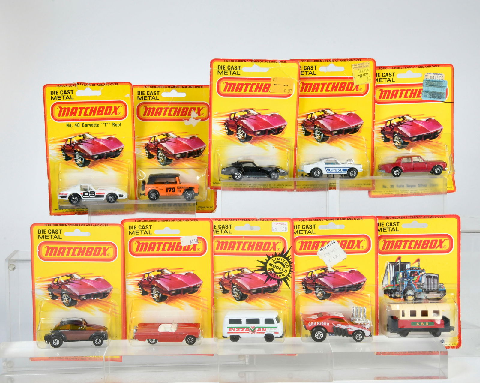 Matchbox, Blisterpackungen, Rolls R., Chevrolet, T-Bird, Passenger, Hot Chocolate, Bushwacker, Chevy (1 of 1)