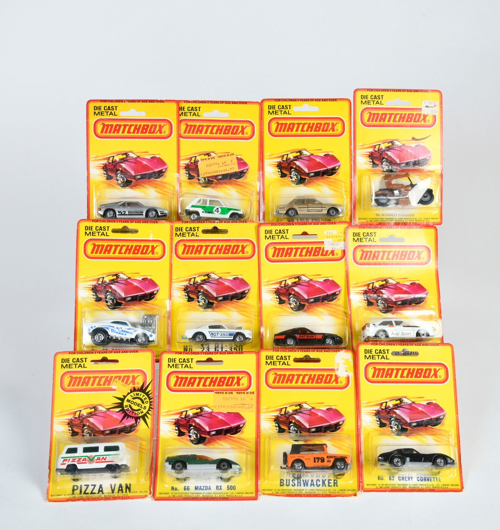 Matchbox, Blisterpackungen, Renault, Ford, Audi, Datsun, Cosmic B., Harley D., BMW, Ford, Chevy C., (1 of 1)
