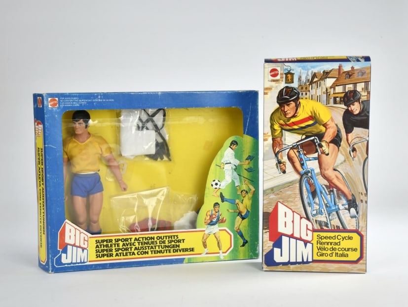 Big Jim, Konvolut: Big Jim, Konvolut, 1x Speed Cycle, 1x Super Sport Action Outfit, Ovp., Z 1-2