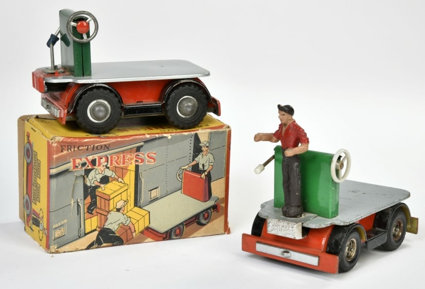 Gescha & K, 2x Bahnhofskarre: Gescha & K, 2x Bahnhofskarre, 13 cm, Friktion ok, LM, 1x Okt, Z 2