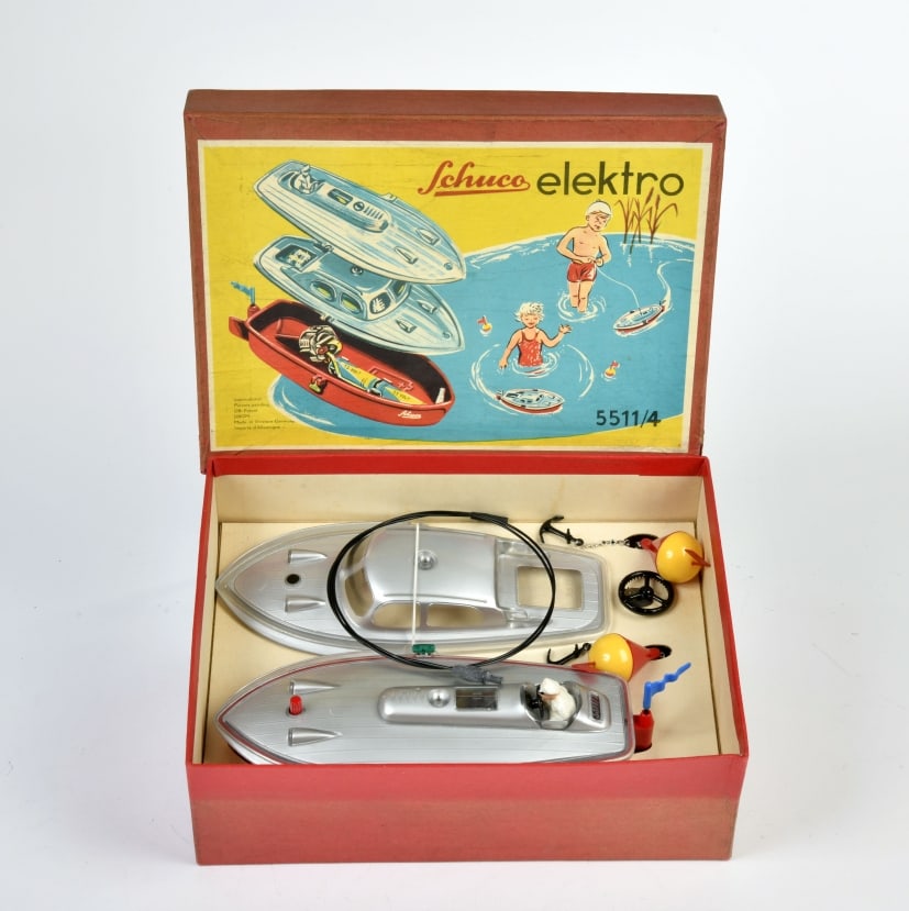 Schuco, Elektro Boote 5511/4: Schuco, Elektro Boote 5511/4, W.-Germany, Kst, Okt, Z 1-