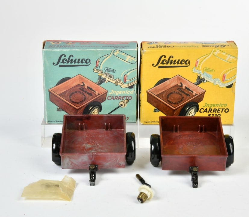 Schuco, 2x Caretto Anhanger: Schuco, 2x Caretto Anhanger, W.-Germany, Kst, 1x Okt (verstarkt), 1x Reprobox, Z 1-2
