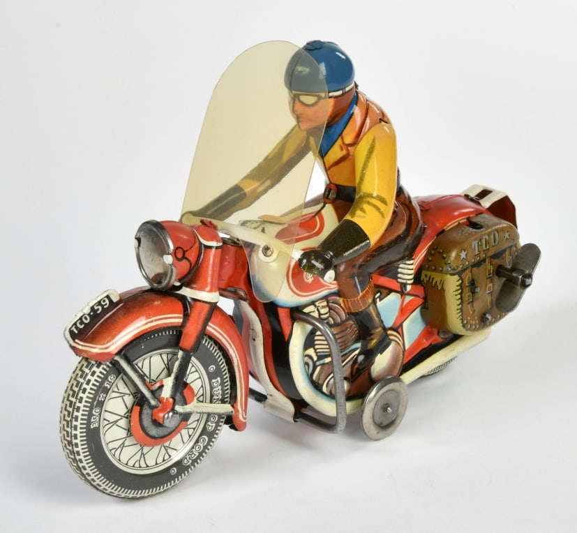Tippco, Motorrad TCO 59: Tippco, Motorrad TCO 59, W.-Germany, 20 cm, Blech, LM, teilw. ausgebessert, sonst Z 2
