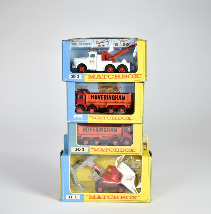 Matchbox King Size Series (gelb/blaue OVP), 2x K-1 Foden Hoveringham Tipper, K-1 Hydr. O&K (1 of 1)