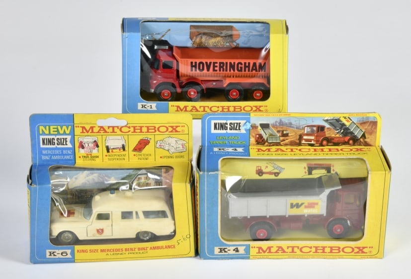 Matchbox King Size Series (gelb/blaue OVP), K-1 Foden Hoveringham Tipper, K-4 Leyland Tipper Truck, (1 of 1)