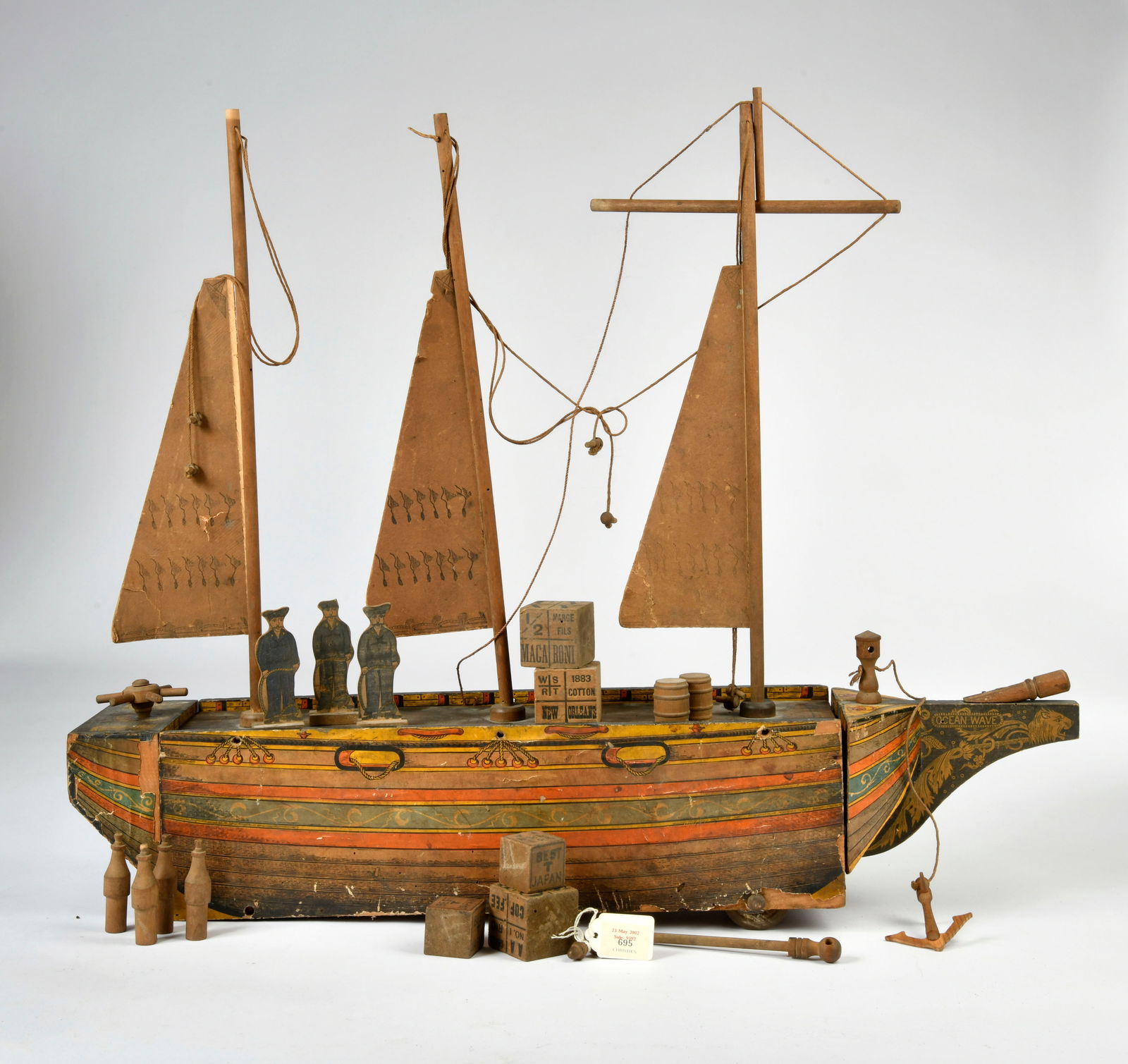 Holzschiff, um 1890: Holzschiff, um 1890, Bausatz, Okt, Altersspuren